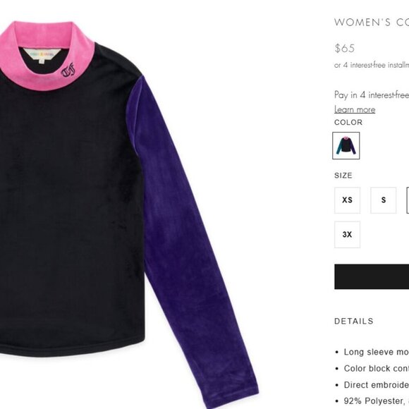 Teddy Fresh Velour Color Block Mockneck Turtleneck Streetwear Y2K Retro 90s M - Picture 6 of 9